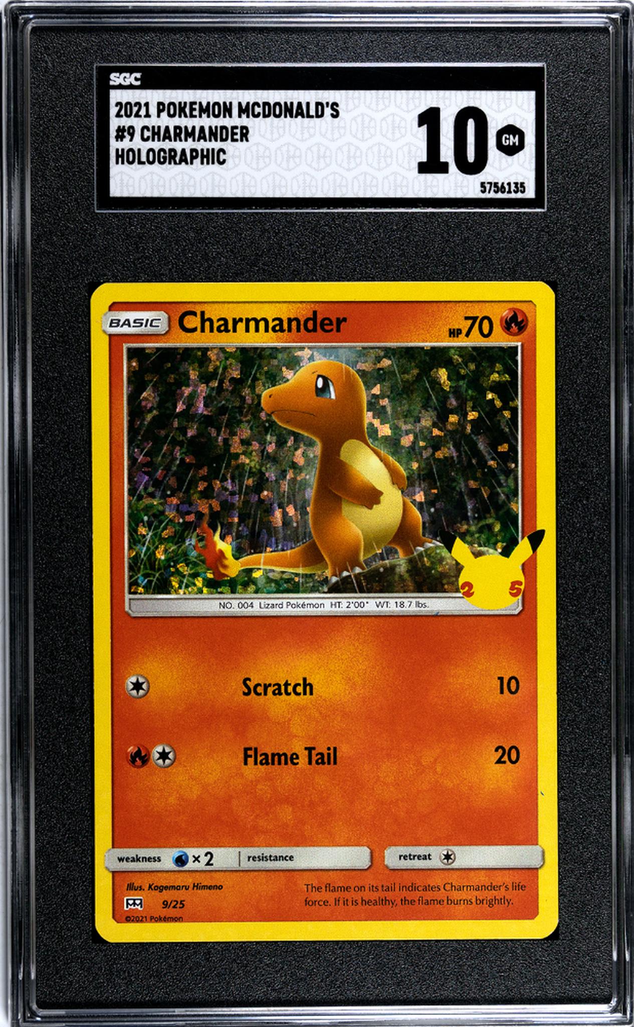 2021 Pokémon McDonald's 25th Anniversary Promo Charmander #9/25 Holo SGC 10