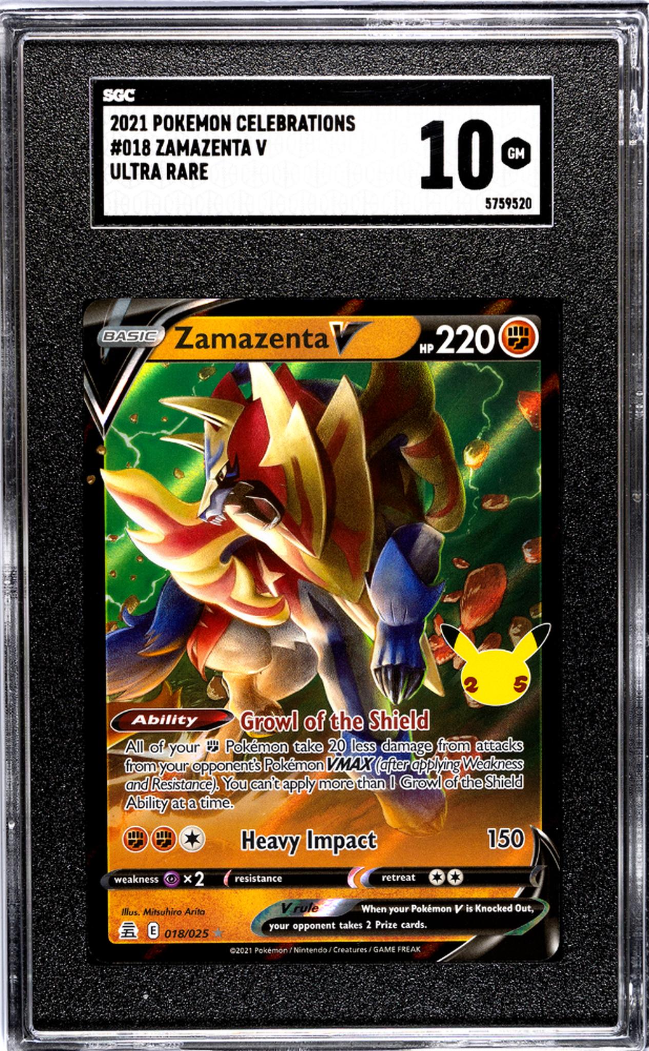 2021 Pokémon Sword & Shield Celebrations Ultra Rare Zamazenta #018/025 V SGC 10