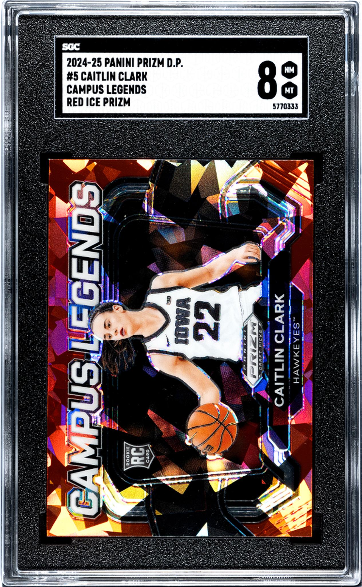 2024 Panini Prizm Draft Picks Campus Legends Red Ice Caitlin Clark #5 RC SGC 8