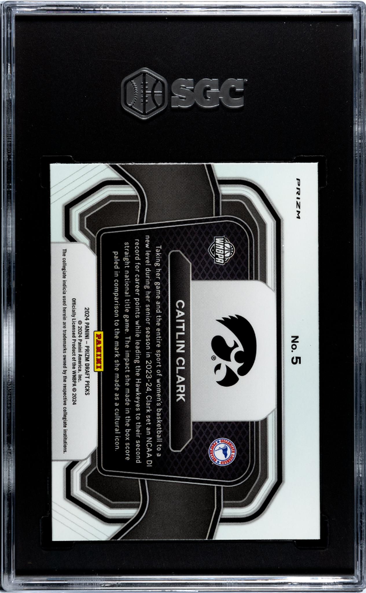 2024 Panini Prizm Draft Picks Campus Legends Red Ice Caitlin Clark #5 RC SGC 8