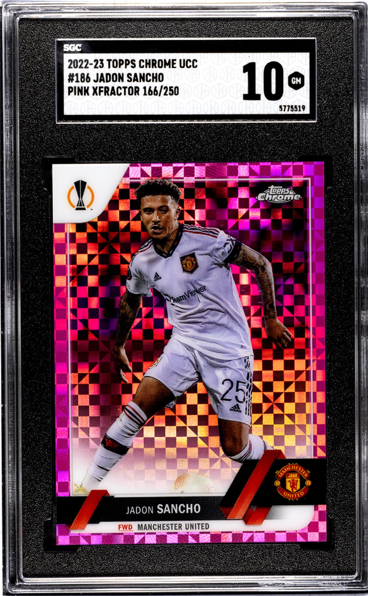 2022-23 Topps Chrome UCC Pink Xfractor Jadon Sancho #186 /250 SGC 10