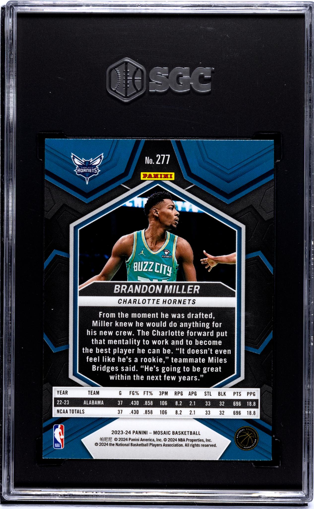 2023-24 Panini Mosaic #277 Brandon Miller SGC 9.5