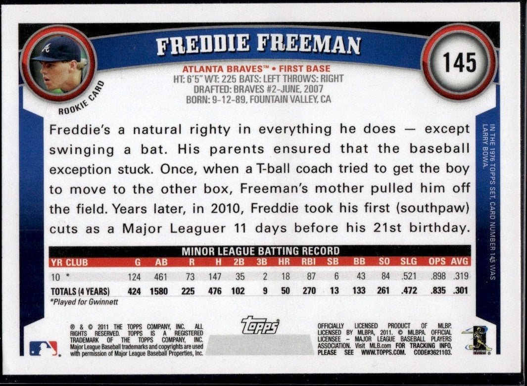 2011 Topps Freddie Freeman Rookie 