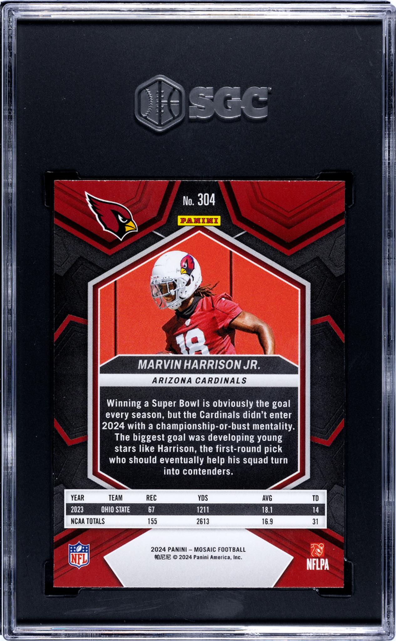 2024 Panini Mosaic Marvin Harrison Jr. #304 RC SGC 9.5