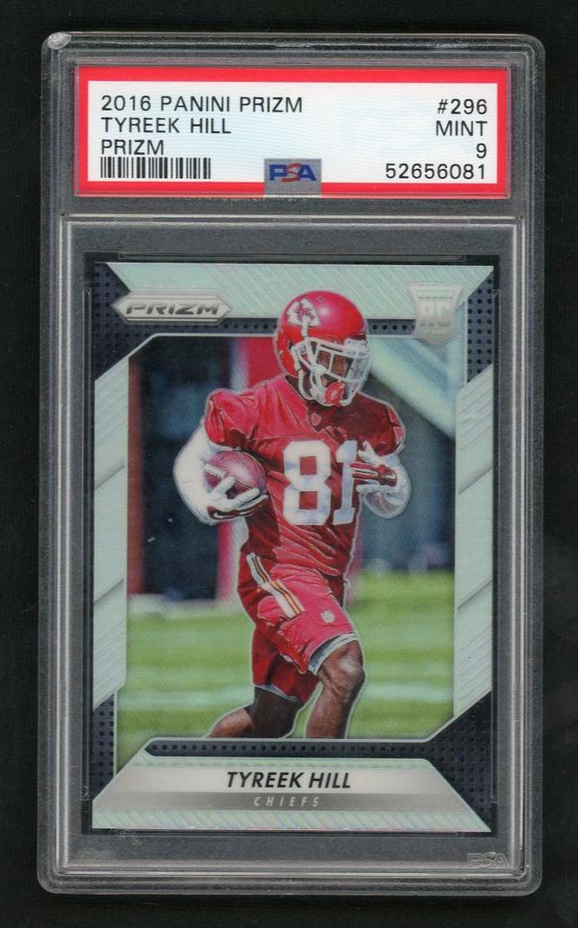 2016 Panini Prizm Silver Prizm Tyreek Hill #296 PSA 9