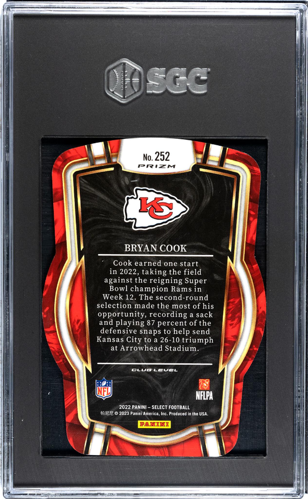 2022 Panini Select #252 Bryan Cook Silver Rookie SGC 9.5