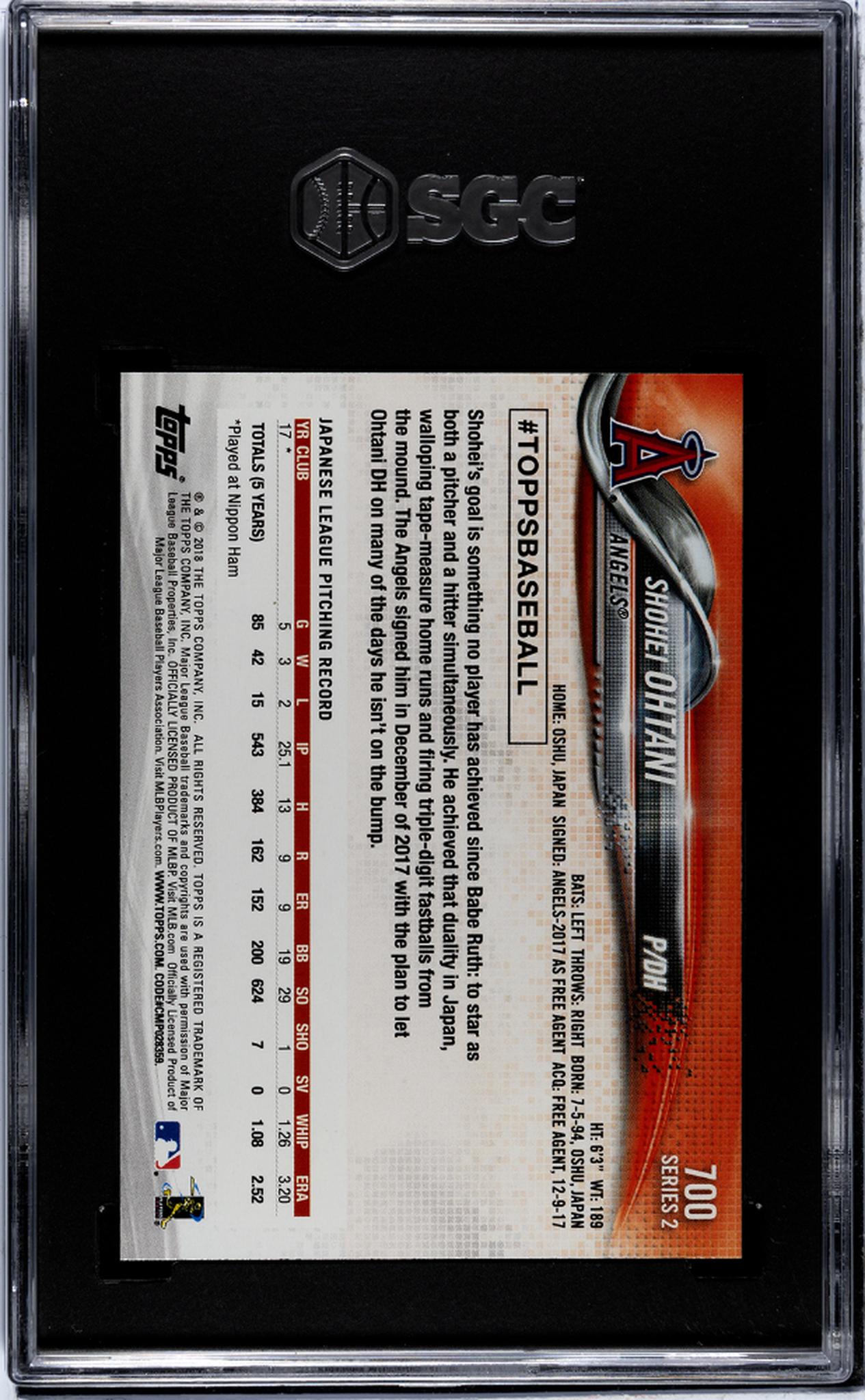 2018 Topps Series 2 Shohei Ohtani #700 RC SGC 9
