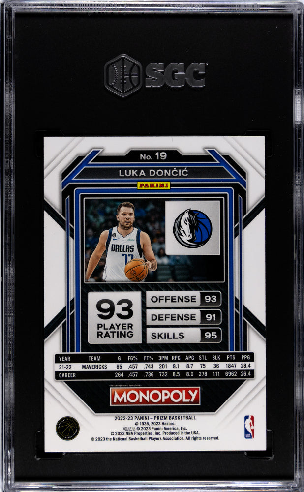 2022-23 Panini Prizm Monopoly Luka Dončić #19 SGC 10