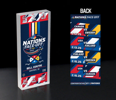 Highland Mint 4 Nations Face-Off Montreal Ticket Acrylic BlocKart