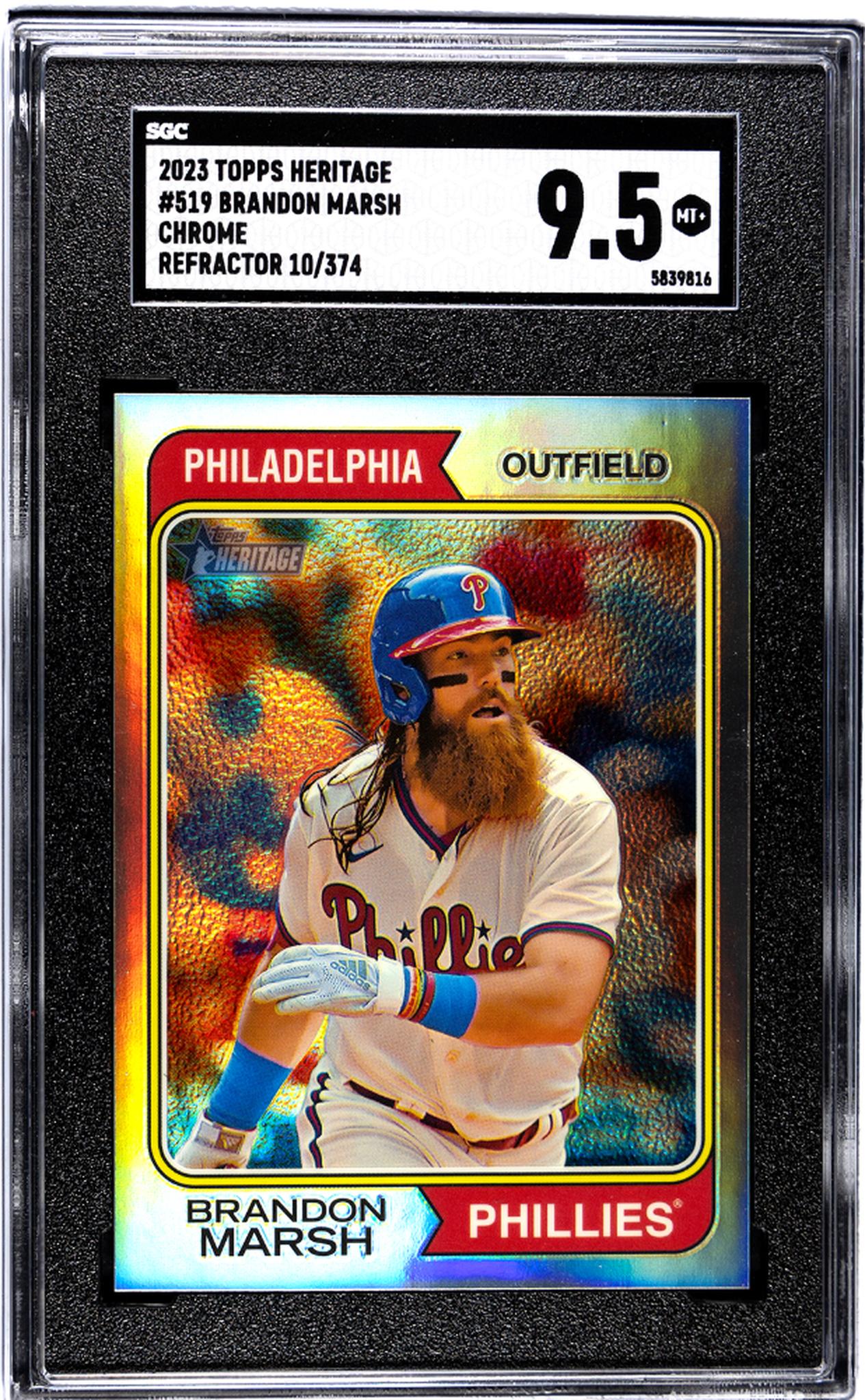 2023 Topps Heritage #519 Brandon Marsh Chrome Refractor /374 SGC 9.5