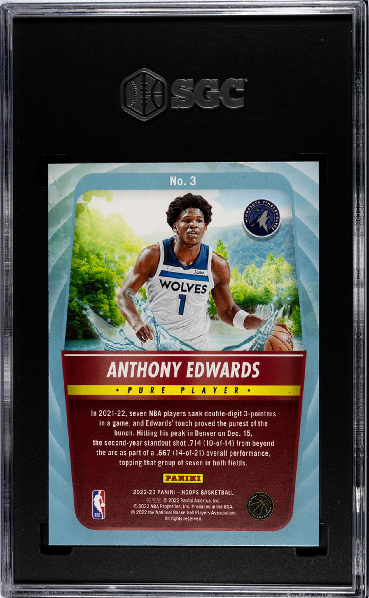 2022 Panini Hoops Pure Players Anthony Edwards #3 SGC 10