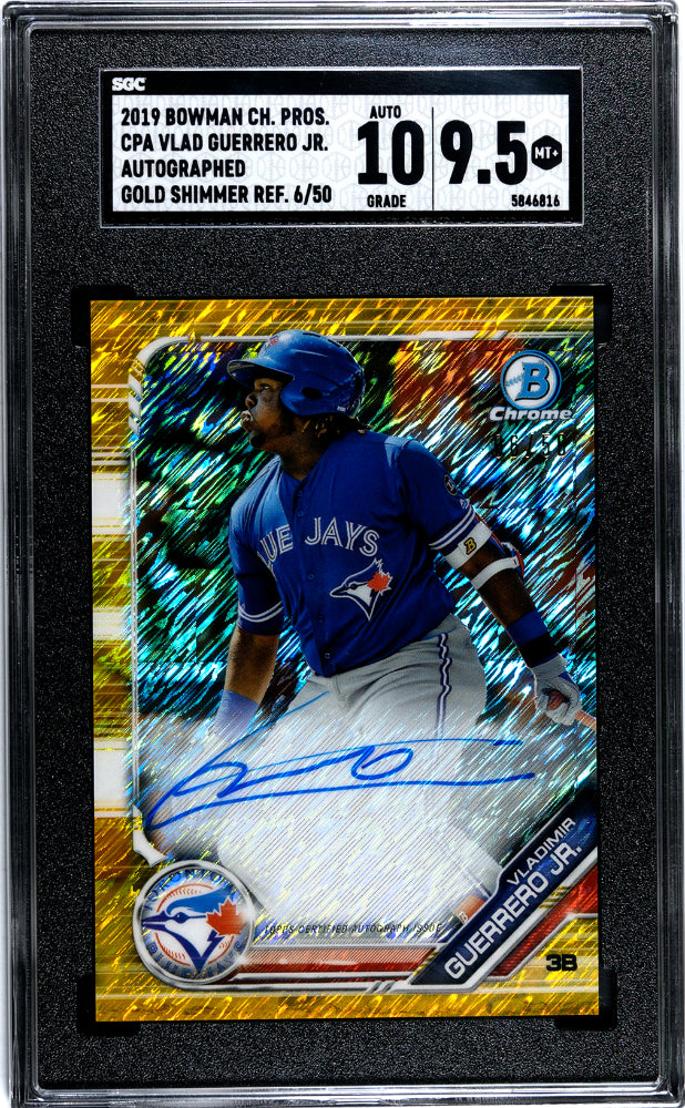 2019 Bowman Chrome Draft #CPA-VGJ Vladimir Guerrero Jr. Auto. Gold Shimmer Refractor 6 SGC 9.5