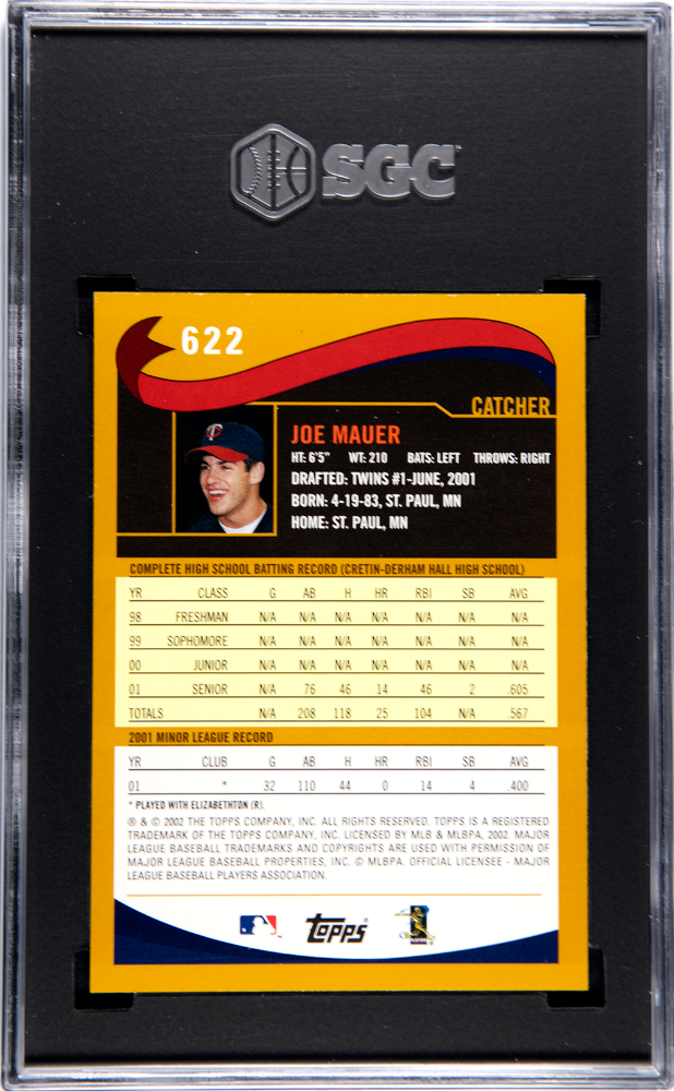 2002 Topps #622 Joe Mauer Draft Picks SGC 9