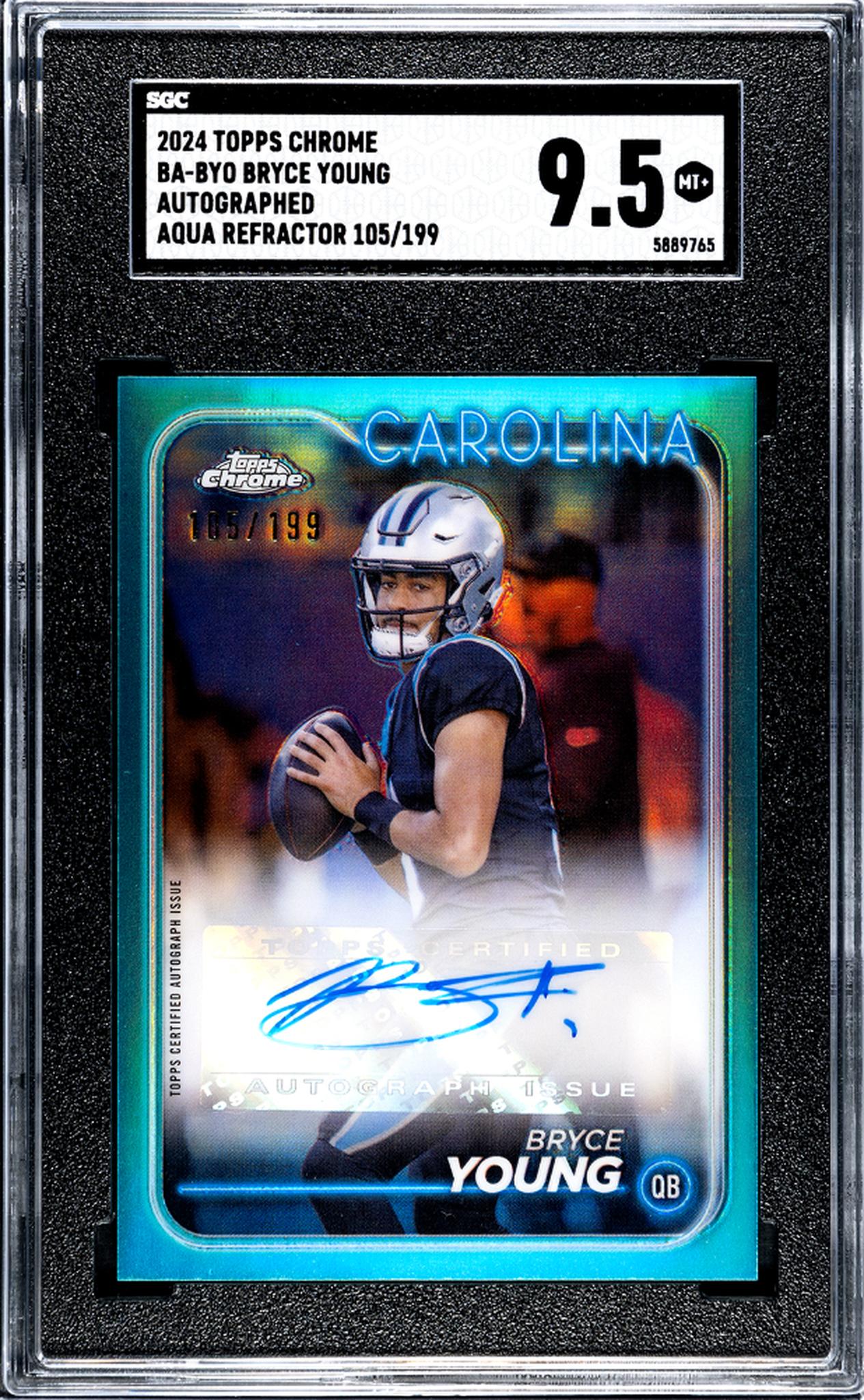 2024 Topps Chrome Aqua Refractor Bryce Young #BA-BYO Auto Variation /199 SGC 9.5