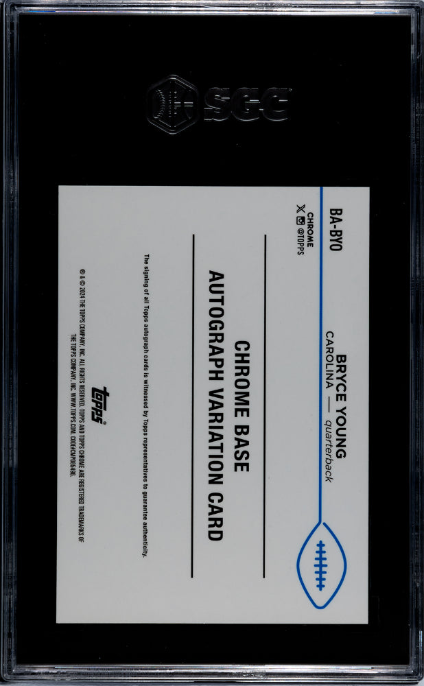 2024 Topps Chrome Aqua Refractor Bryce Young #BA-BYO Auto Variation /199 SGC 9.5