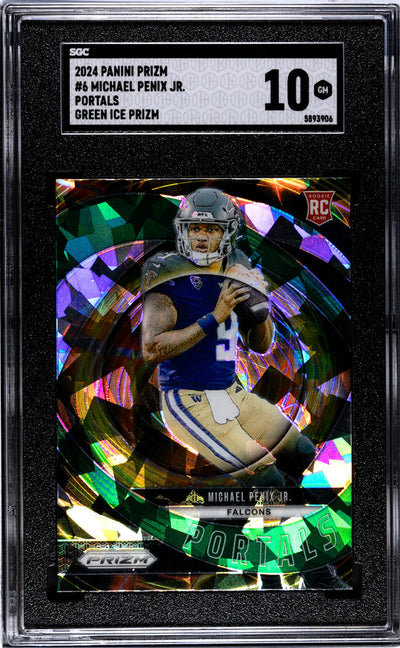 2024 Panini Prizm Michael Penix Jr. #6 Portals Green Ice Prizm SGC 10