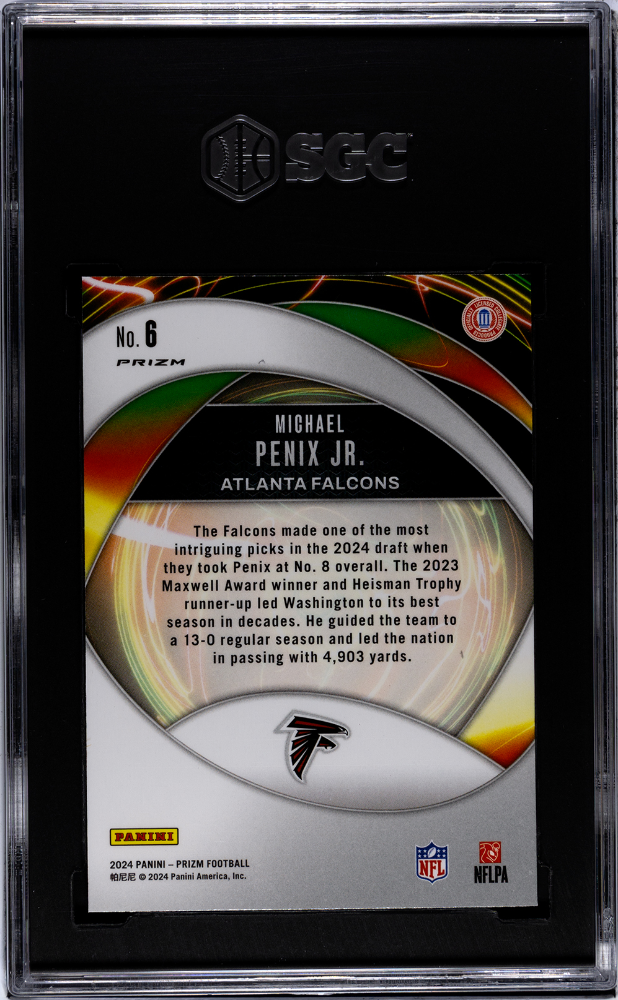 2024 Panini Prizm #6 Michael Penix Jr. Portals Green Ice Prizm SGC 10