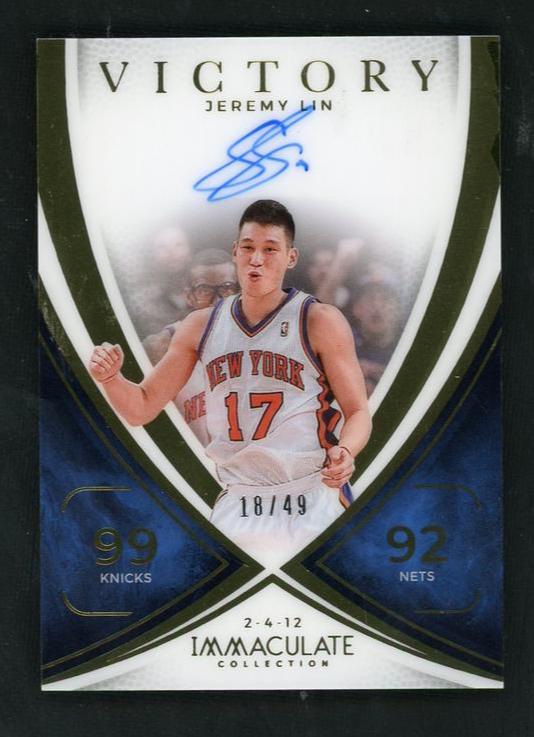 2020 Panini Immaculate VS-JER Jeremy Lin Victory Signatures /49 New York Knicks Auto
