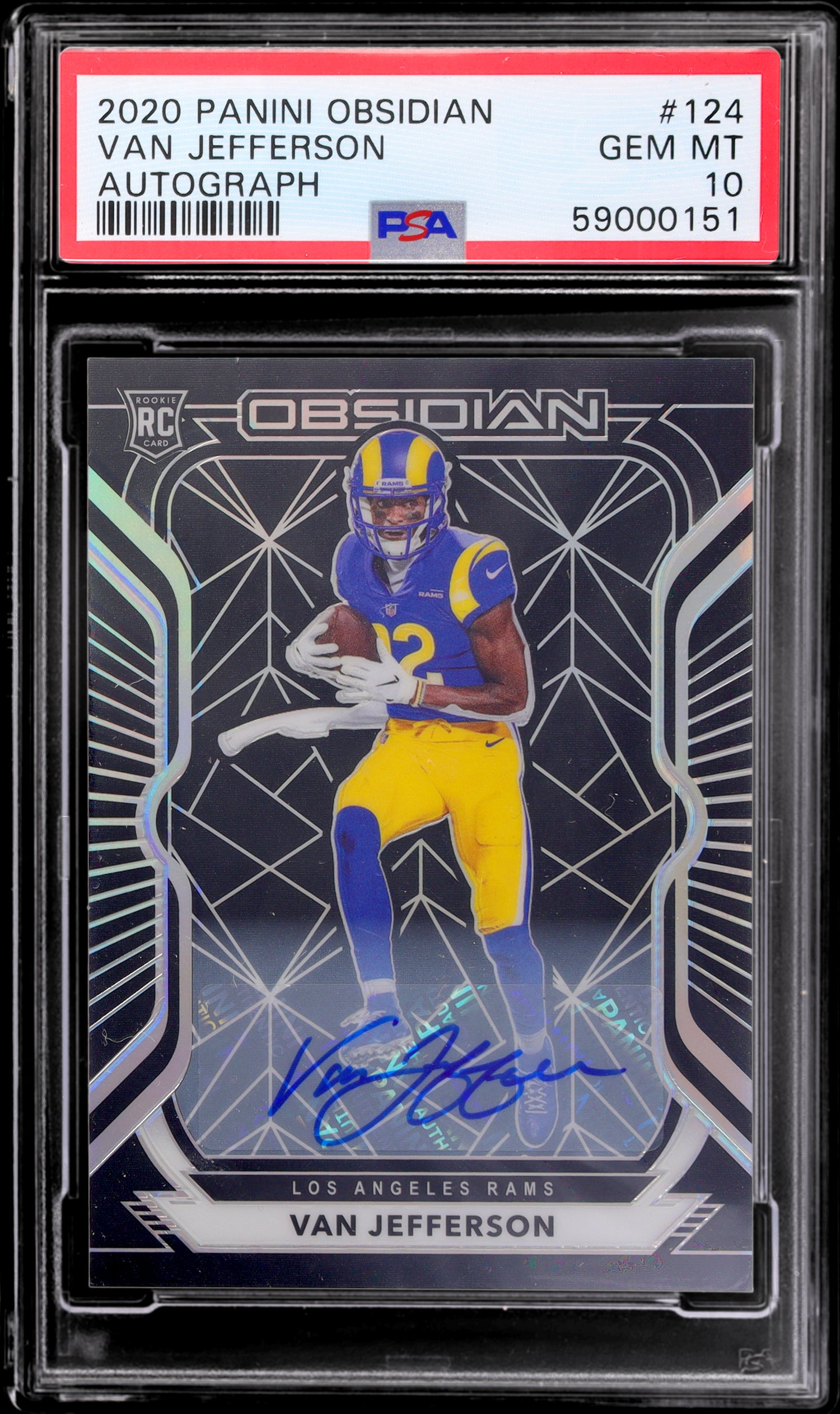 2020 Panini Obsidian Van Jefferson #124 Auto PSA 10 RC