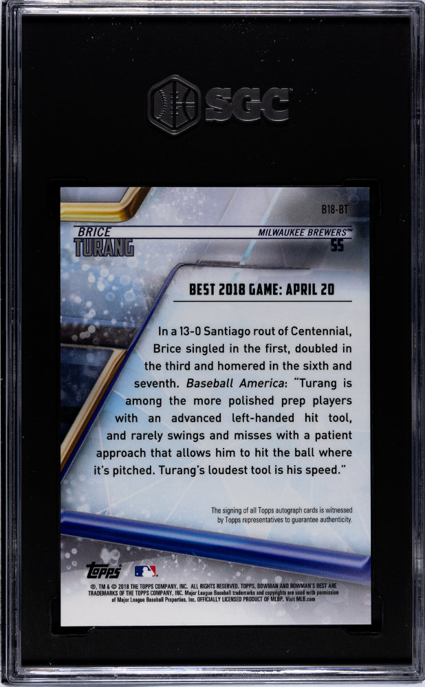 2018 Bowman's Best #B18-BT Brice Turang Best of '18 SGC 8.5