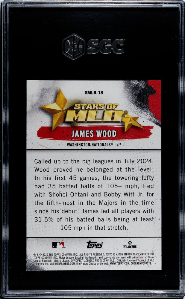 2025 Topps Stars of MLB James Wood #SMLB-18 RC SGC 10