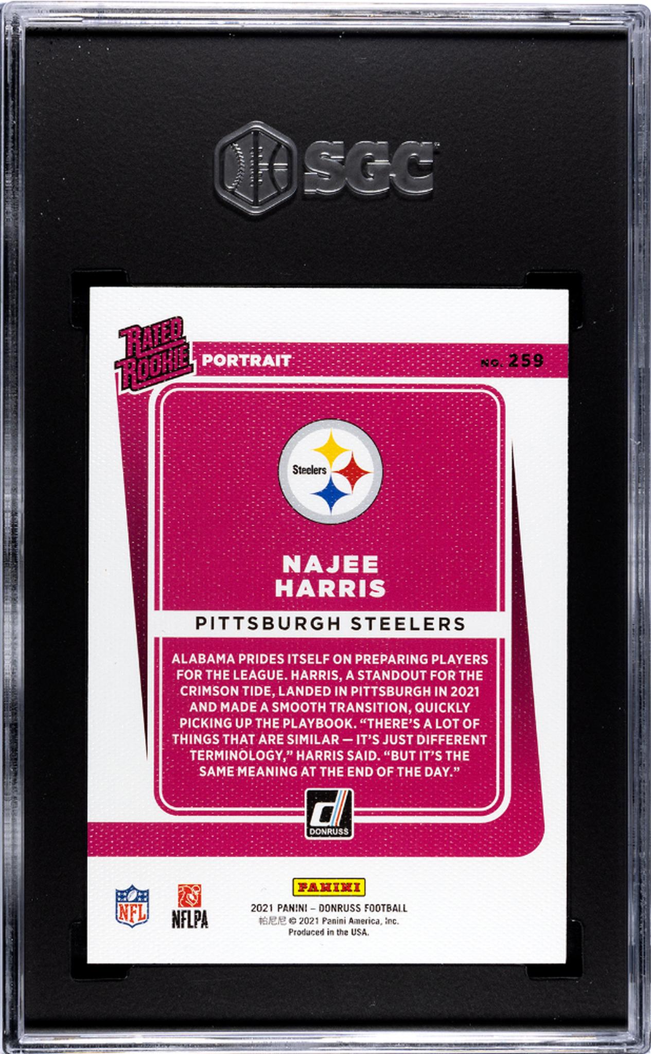 2021 Donruss Portrait Najee Harris #259 RC SGC 9