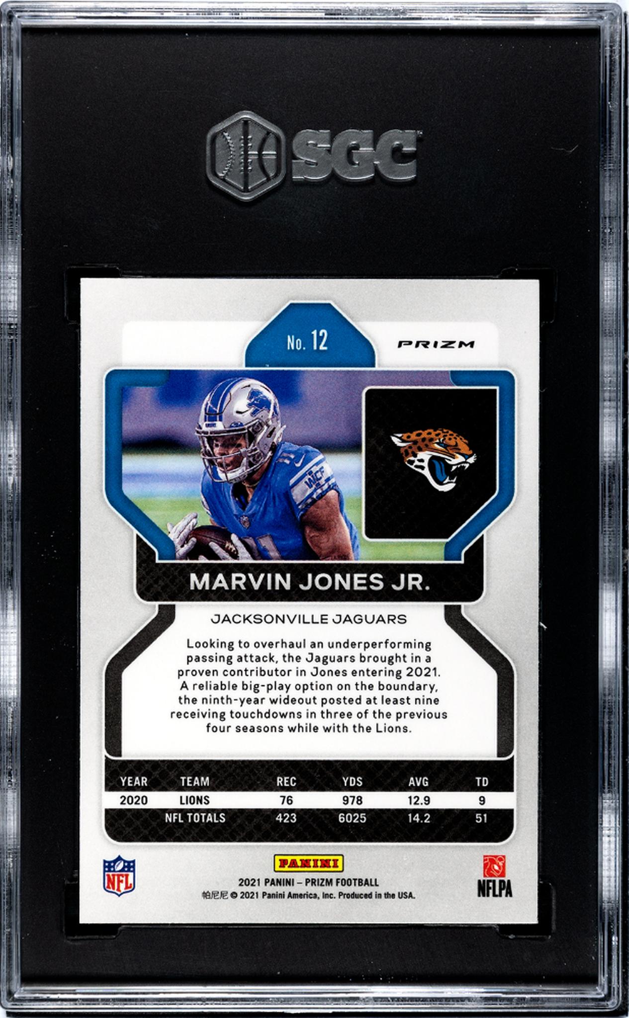 2021 Panini Prizm Black & White Checker Marvin Jones Jr. #12 SGC 9.5