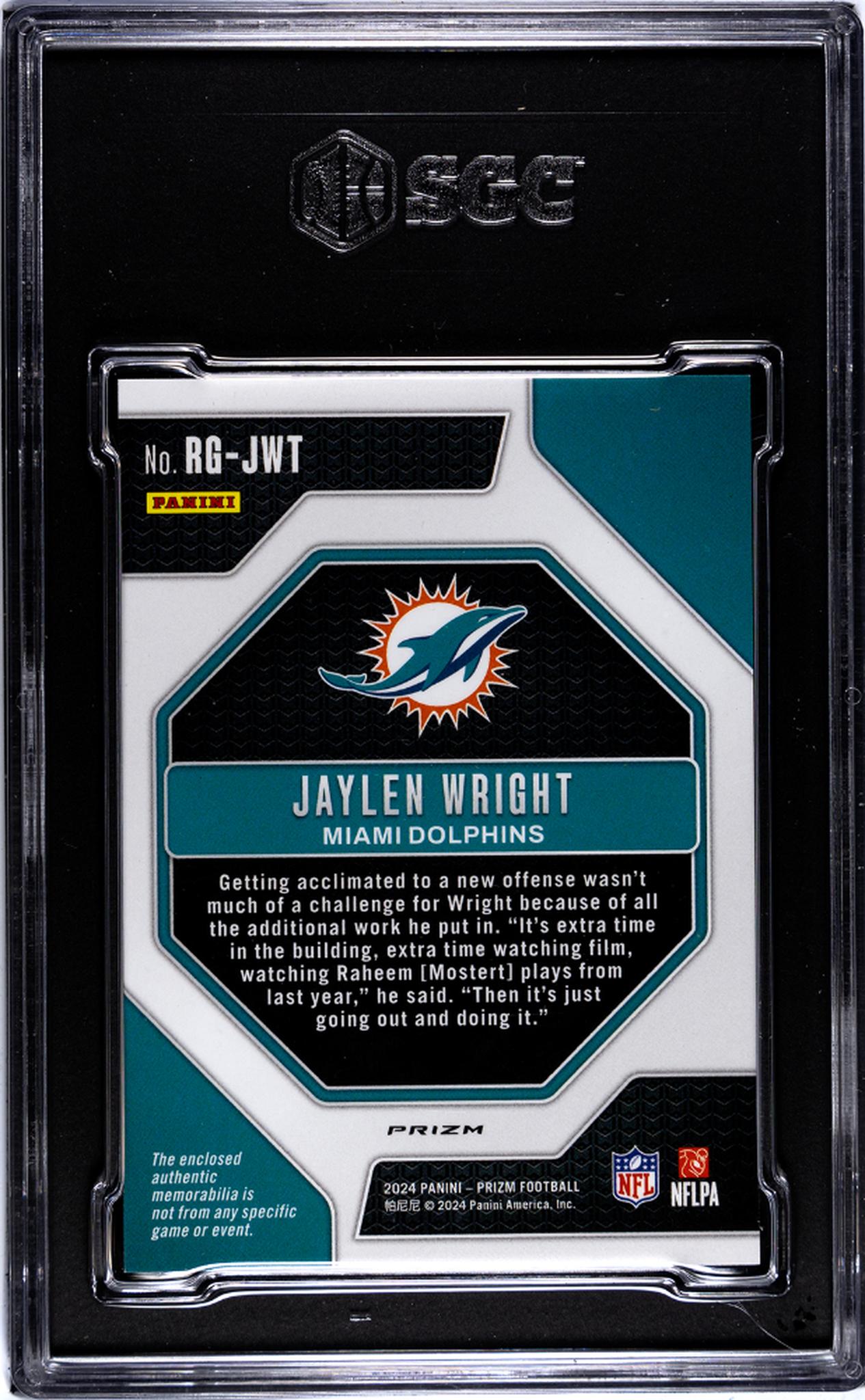 2024 Prizm #RG-JWT Jaylen Wright Rookie Gear SGC 9.5