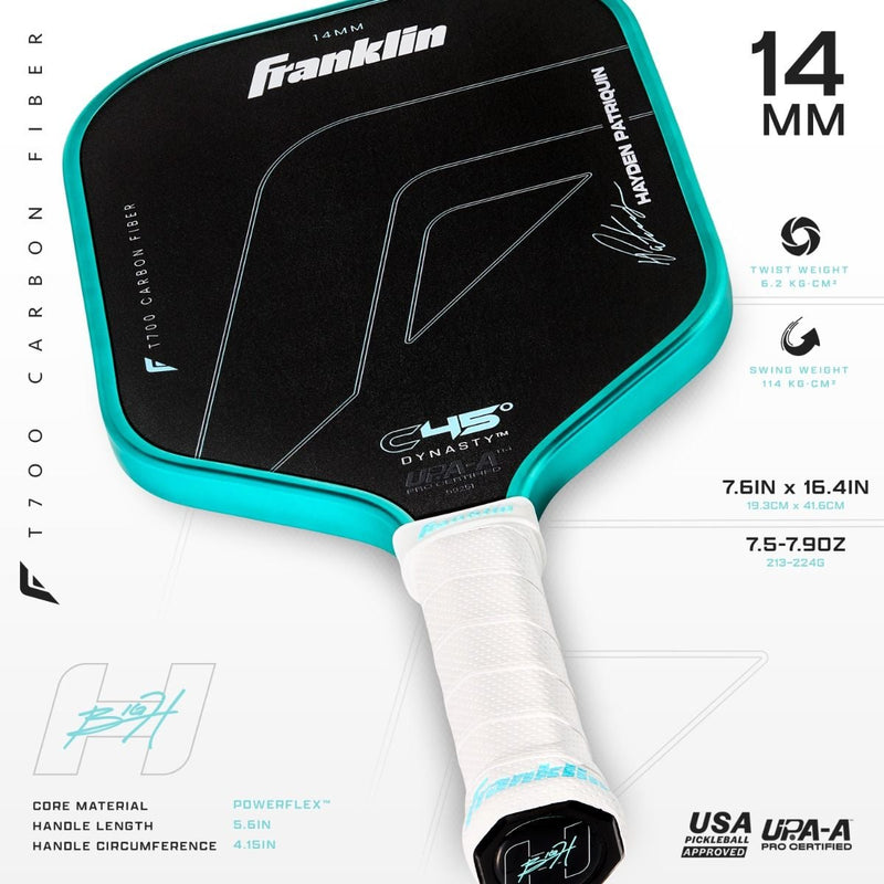 Franklin Sports USA Pickleball Hayden Patriquin C45° Paddle - 14mm