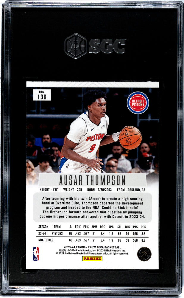 2023 Panini Prizm Deca Ausar Thompson #136 RC SGC 9