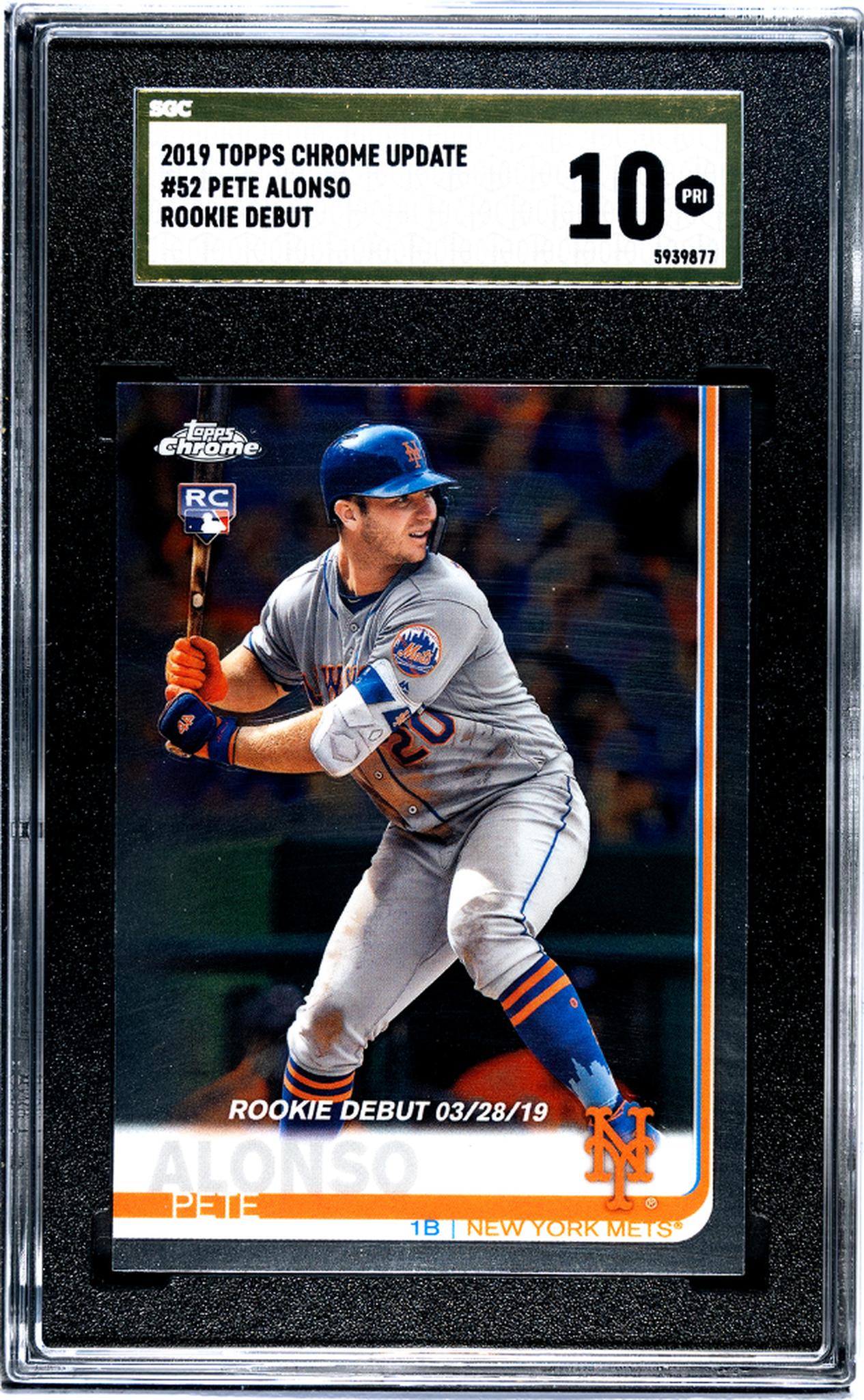 2019 Topps Chrome #52 Pete Alonso Rookie Debut SGC 10