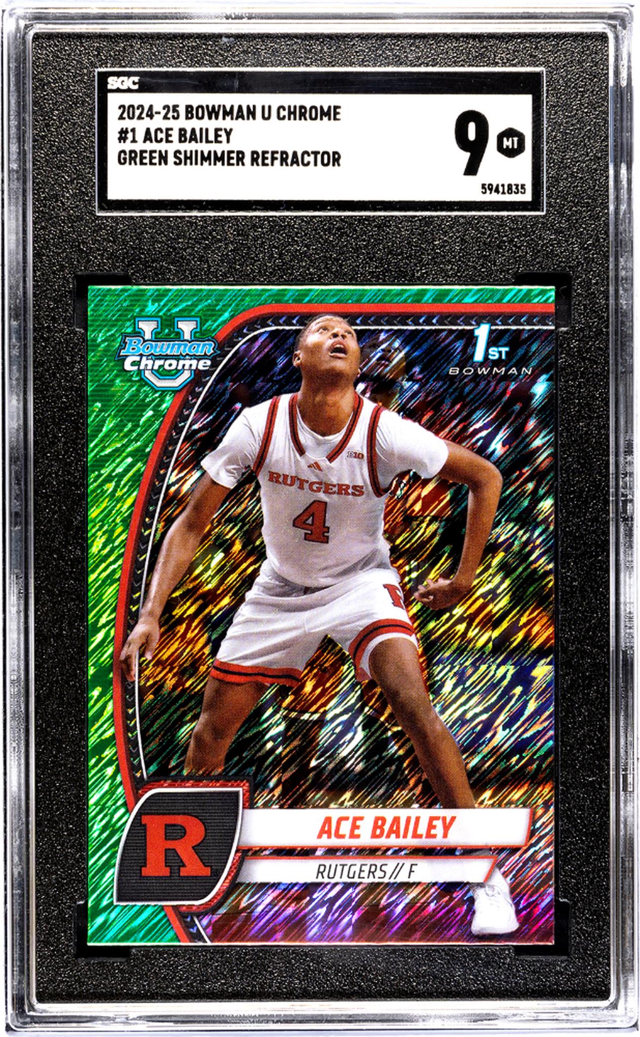 2024-25 Bowman U Chrome #1 Ace Bailey Green Shimmer Refractor SGC 9