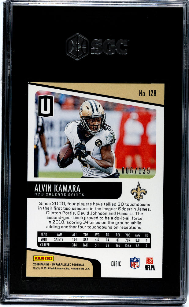 2019 Panini Unparalleled #128 Alvin Kamara Cubic 006/135 SGC 9.5