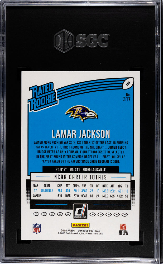 2018 Donruss #317 Lamar Jackson SGC 10