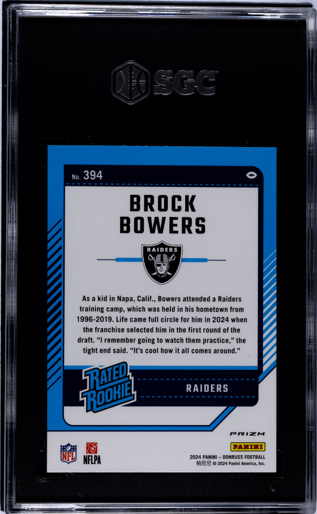 2024 Donruss #394 Brock Bowers Optic Preview Red Pandora Prizm SGC 10