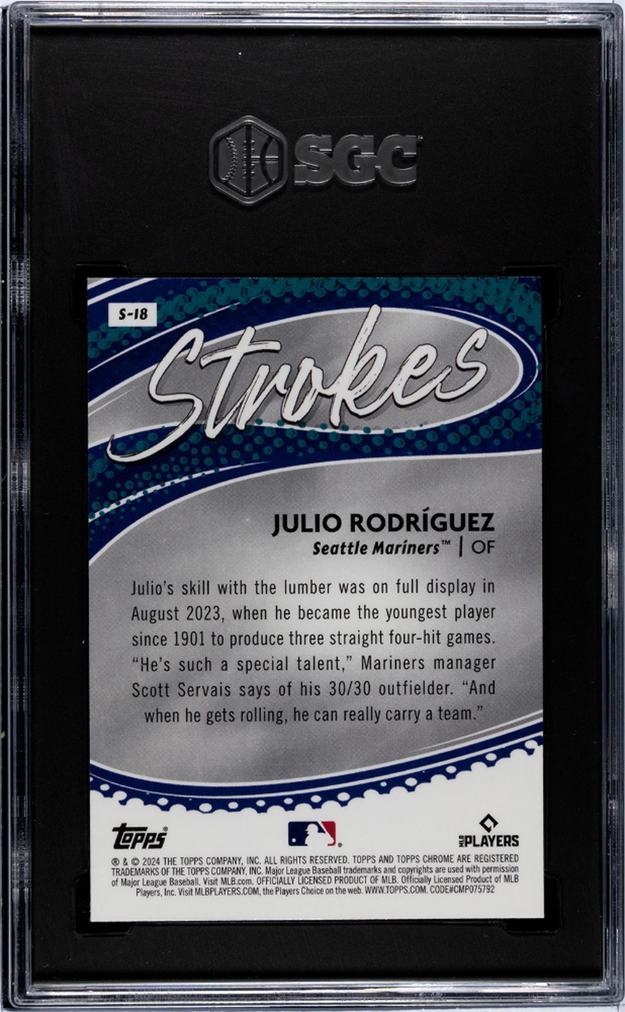 2024 Topps Chrome #S-18 Julio Rodriguez Strokes SGC 10