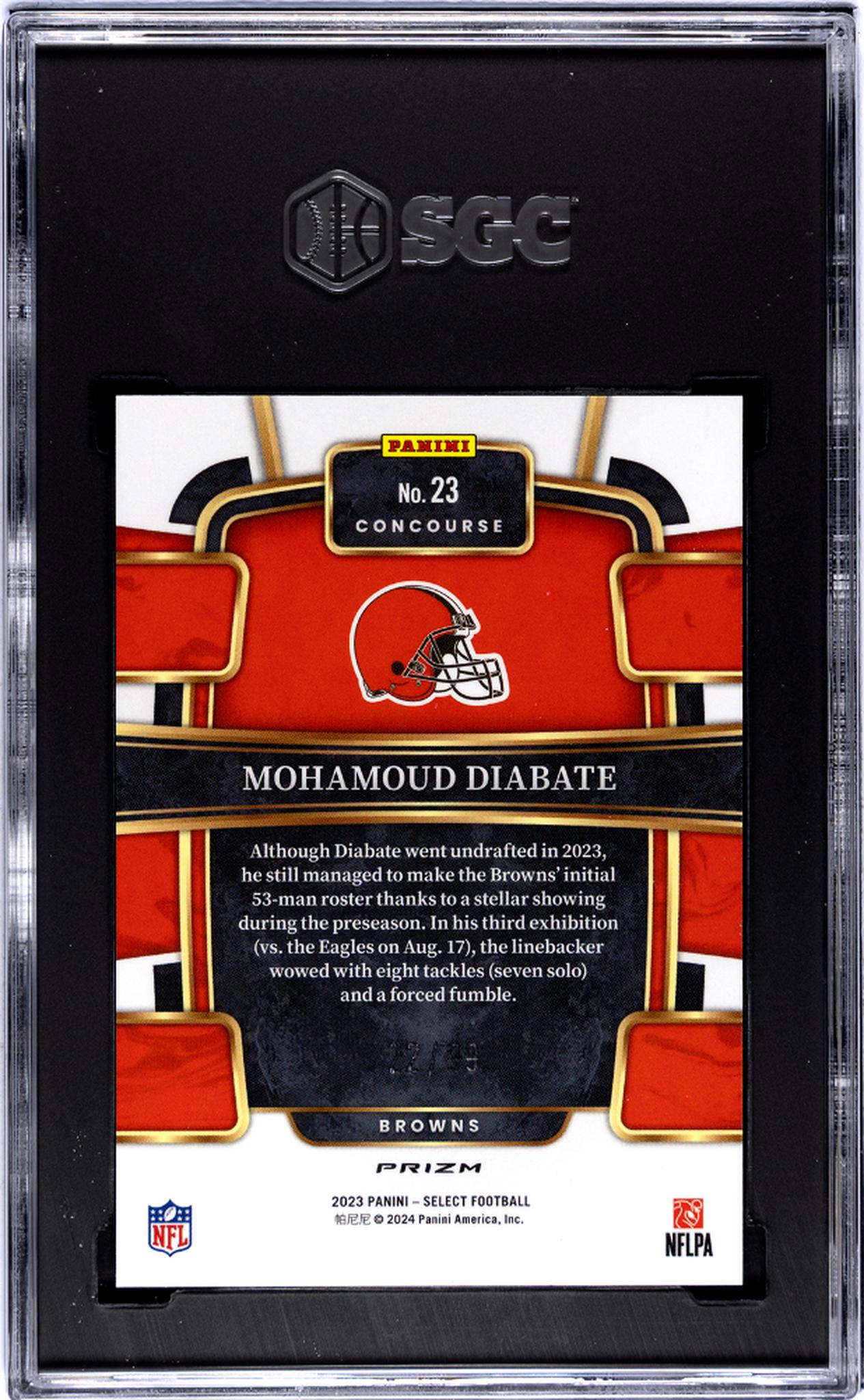 2023 Panini Select #23 Mohamoud Diabate Red Prizm 22/99 SGC 10