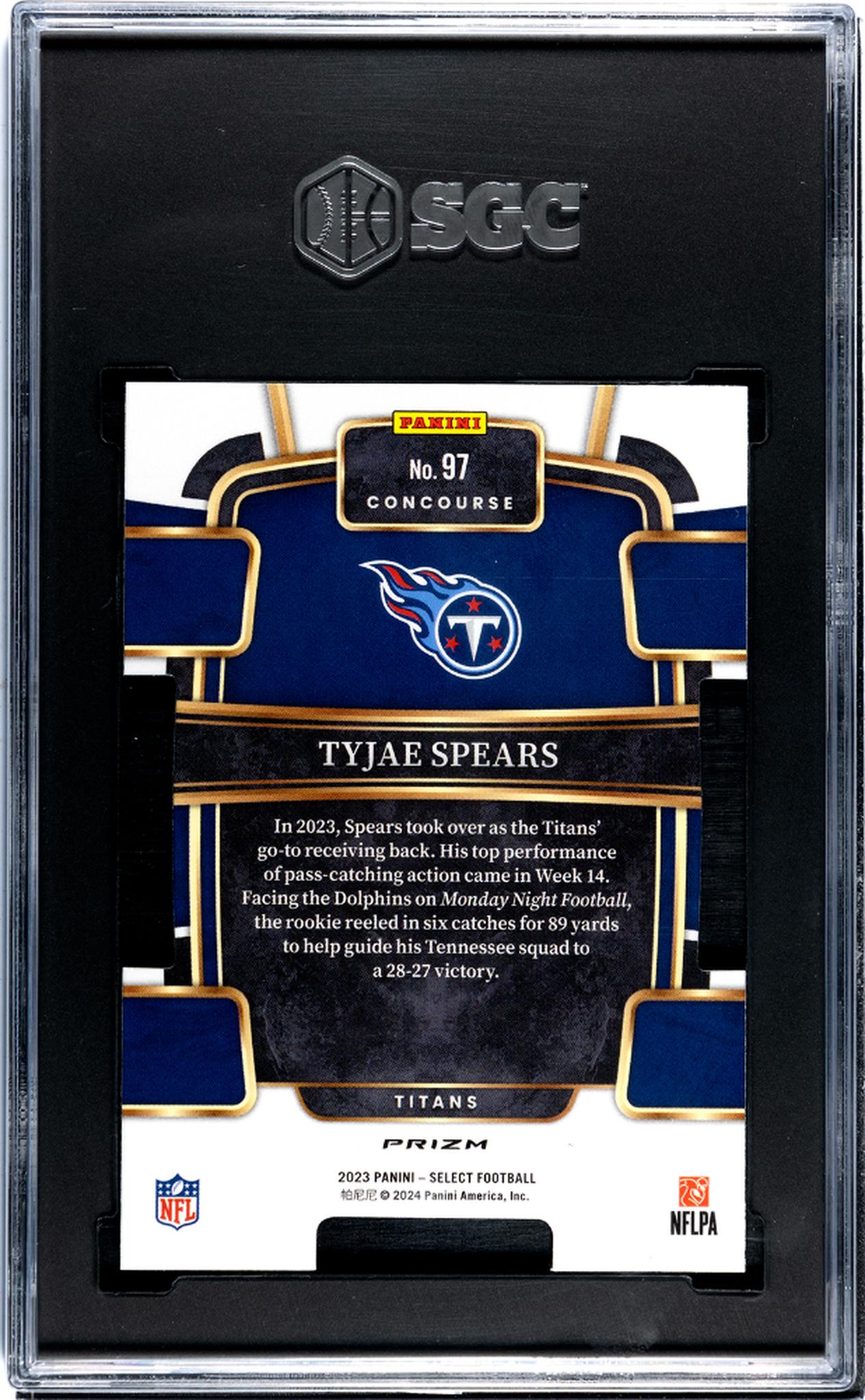 2023 Panini Select Silver Tyjae Spears #97 RC Die-Cut Prizm SGC 9.5
