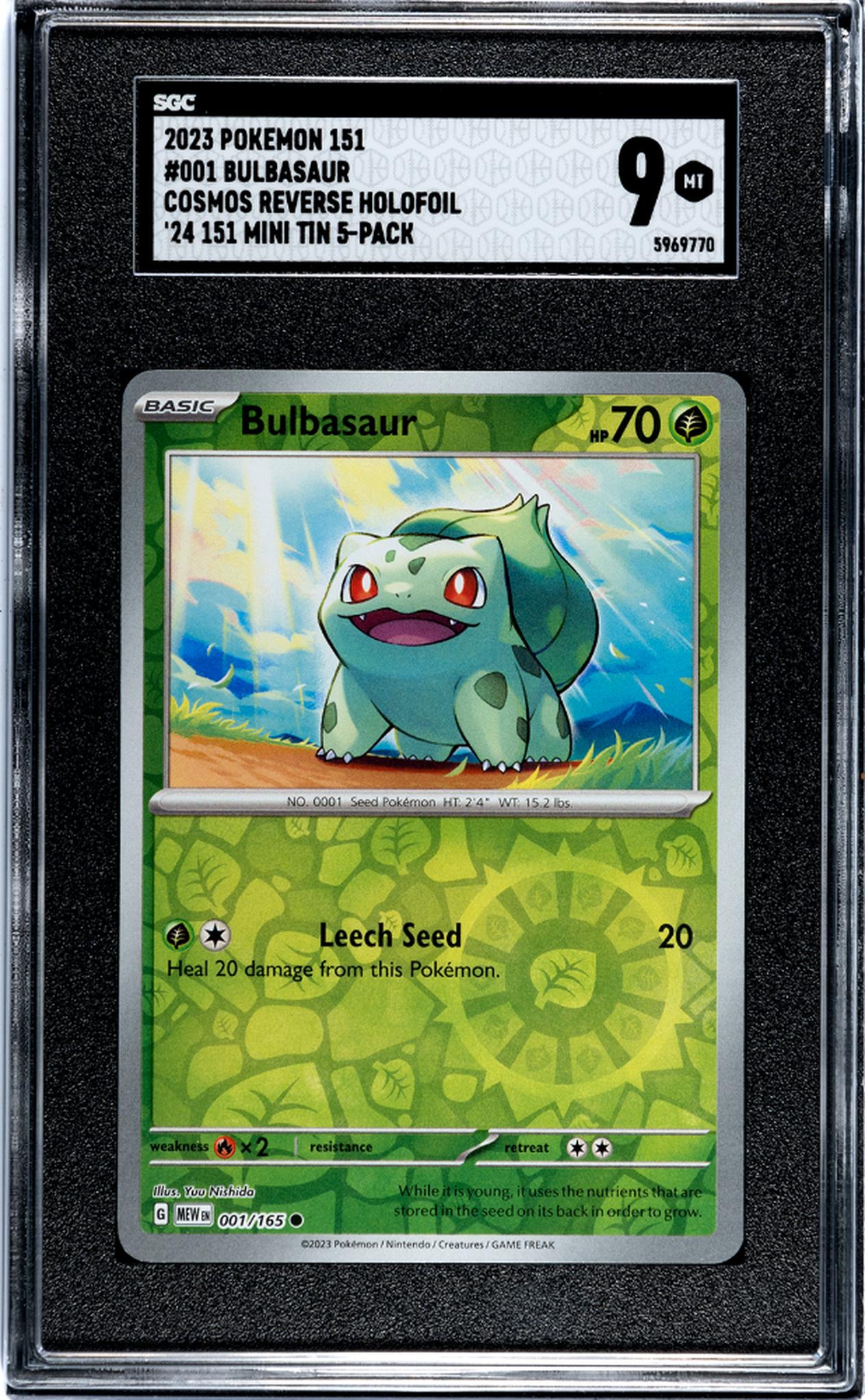 2023 Pokemon 151 #001/165 Bulbasaur Cosmos Reverse Holofoil SGC 9
