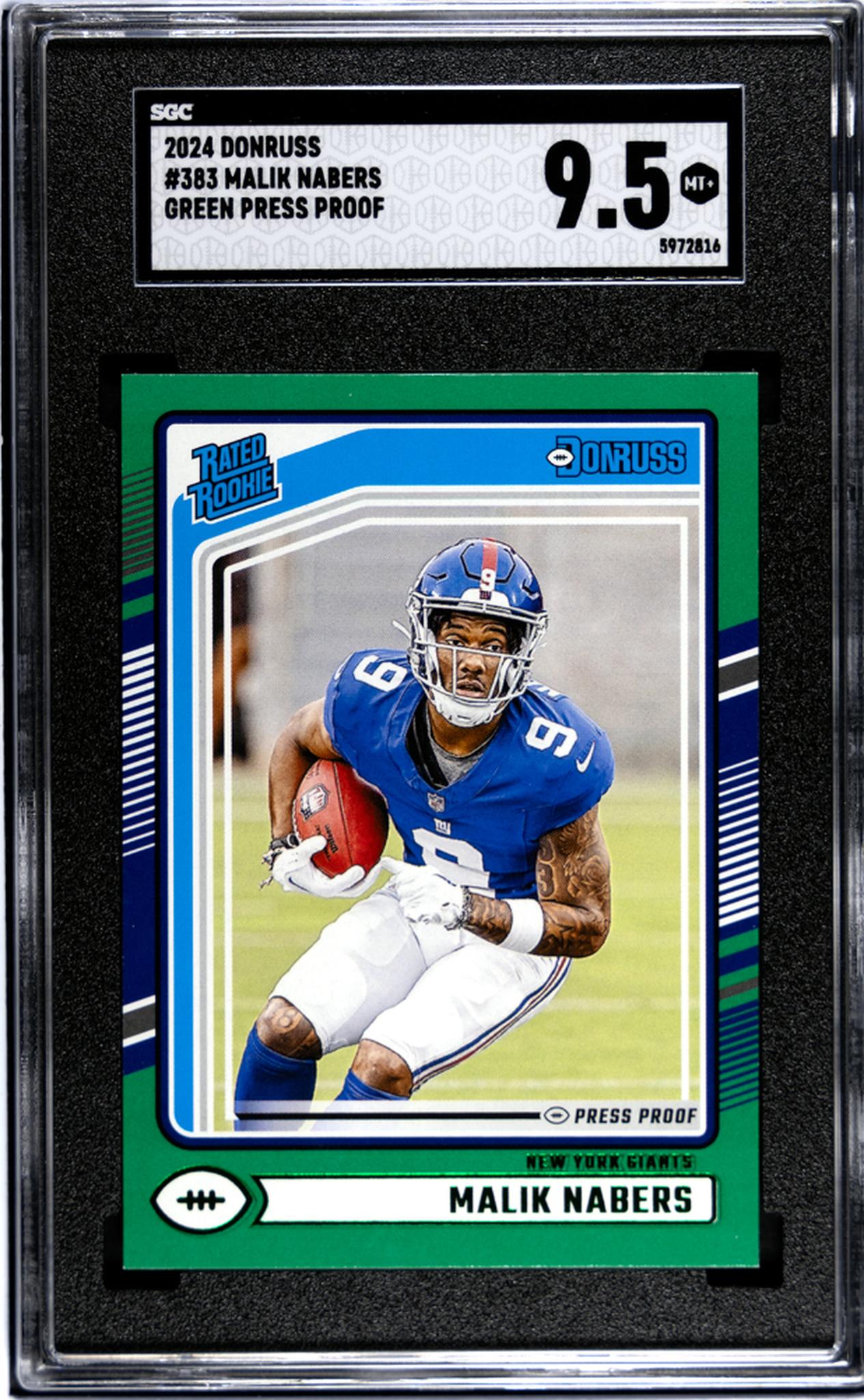2024 Donruss #383 Malik Nabers Green Press Proof SGC 9.5