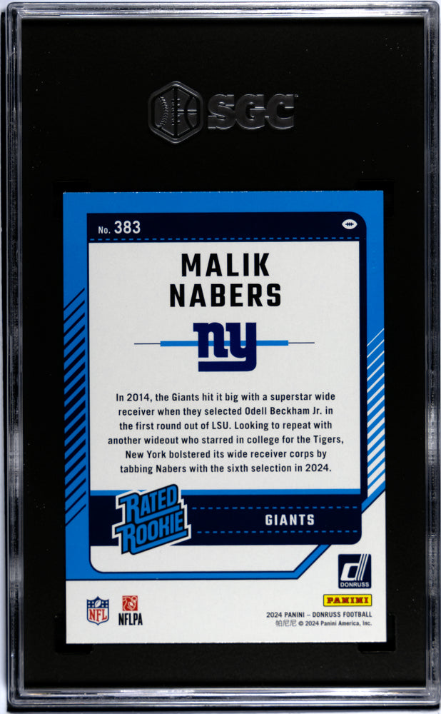 2024 Donruss #383 Malik Nabers Green Press Proof SGC 9.5