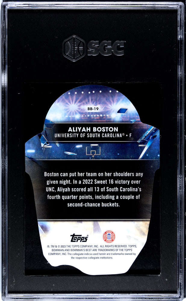 2022-23 Bowman University Best #BB-19 Aliyah Boston Buckets Diecut SGC 9