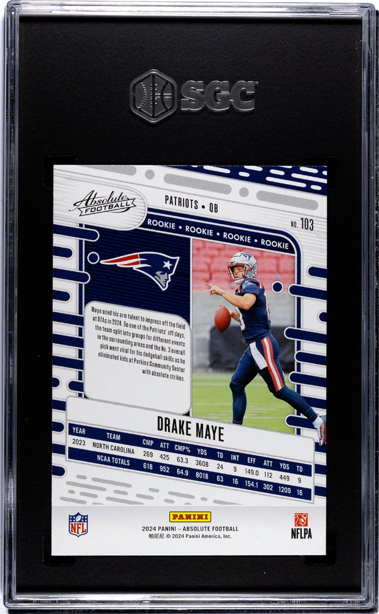 2024 Panini Absolute #103 Drake Maye Retail SGC 10