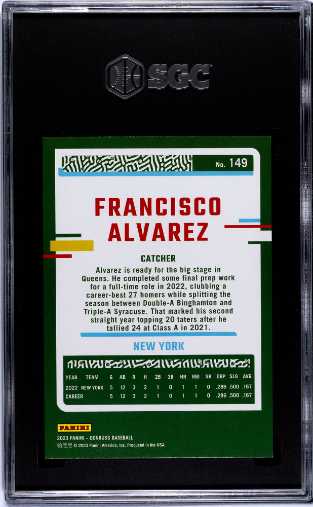 2023 Donruss Holo Red Francisco Alvarez #149 /2023 SGC 8