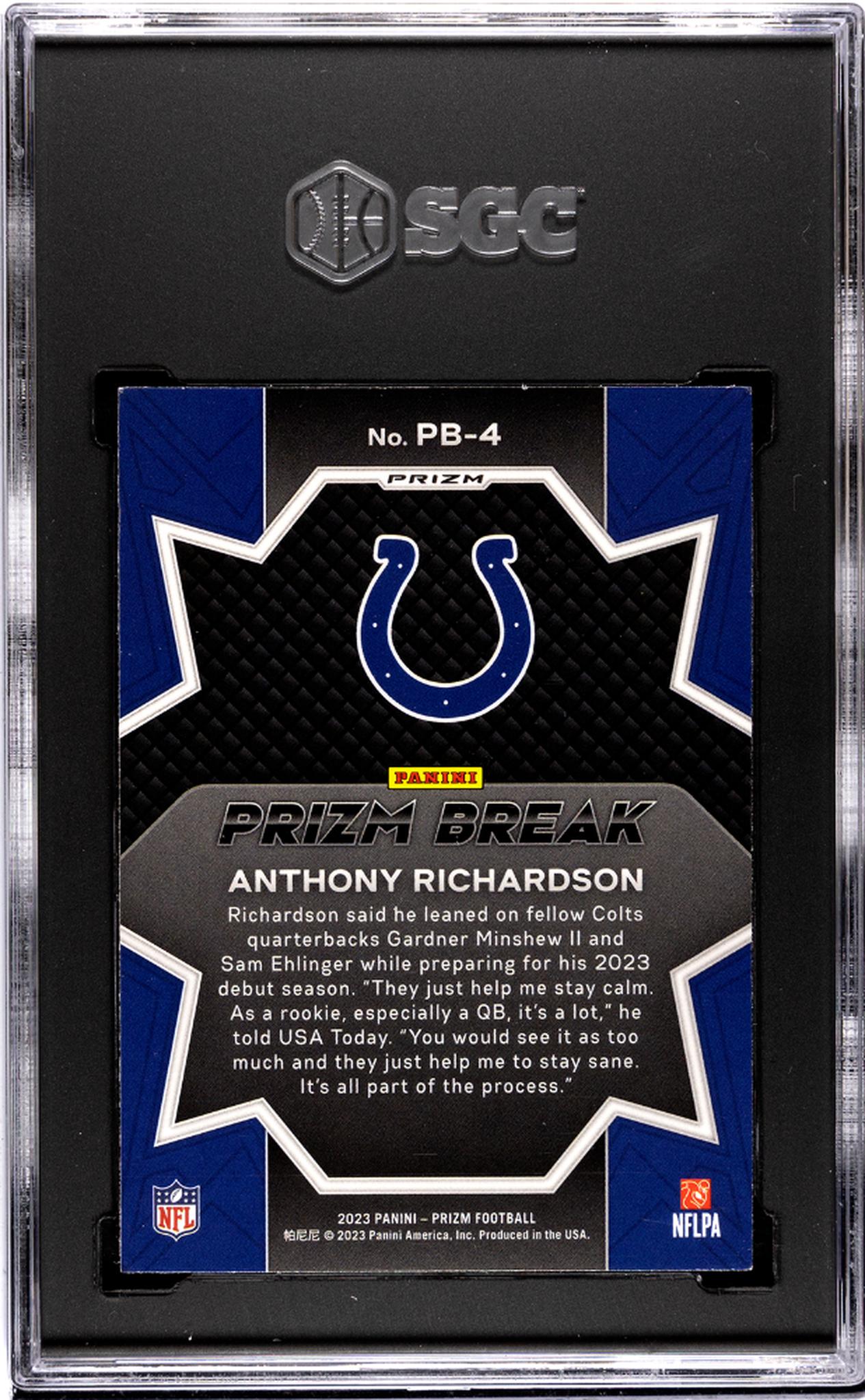 2023 Panini Prizm #PB-4 Anthony Richardson Green Rookie SGC 9