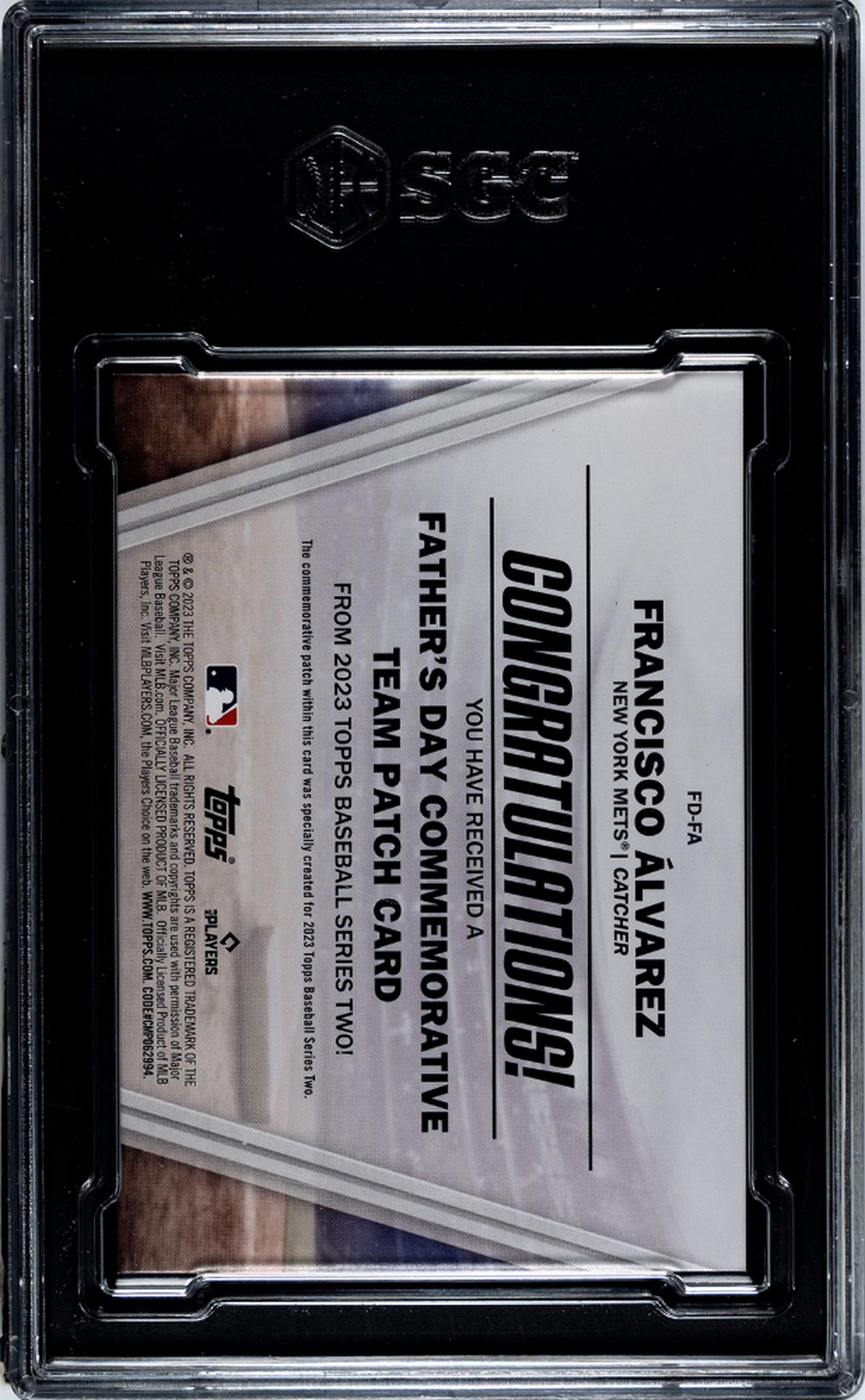 2023 Topps Series 2 Father's Day Team Patch Francisco Alvarez #FD-FA RC SGC 10