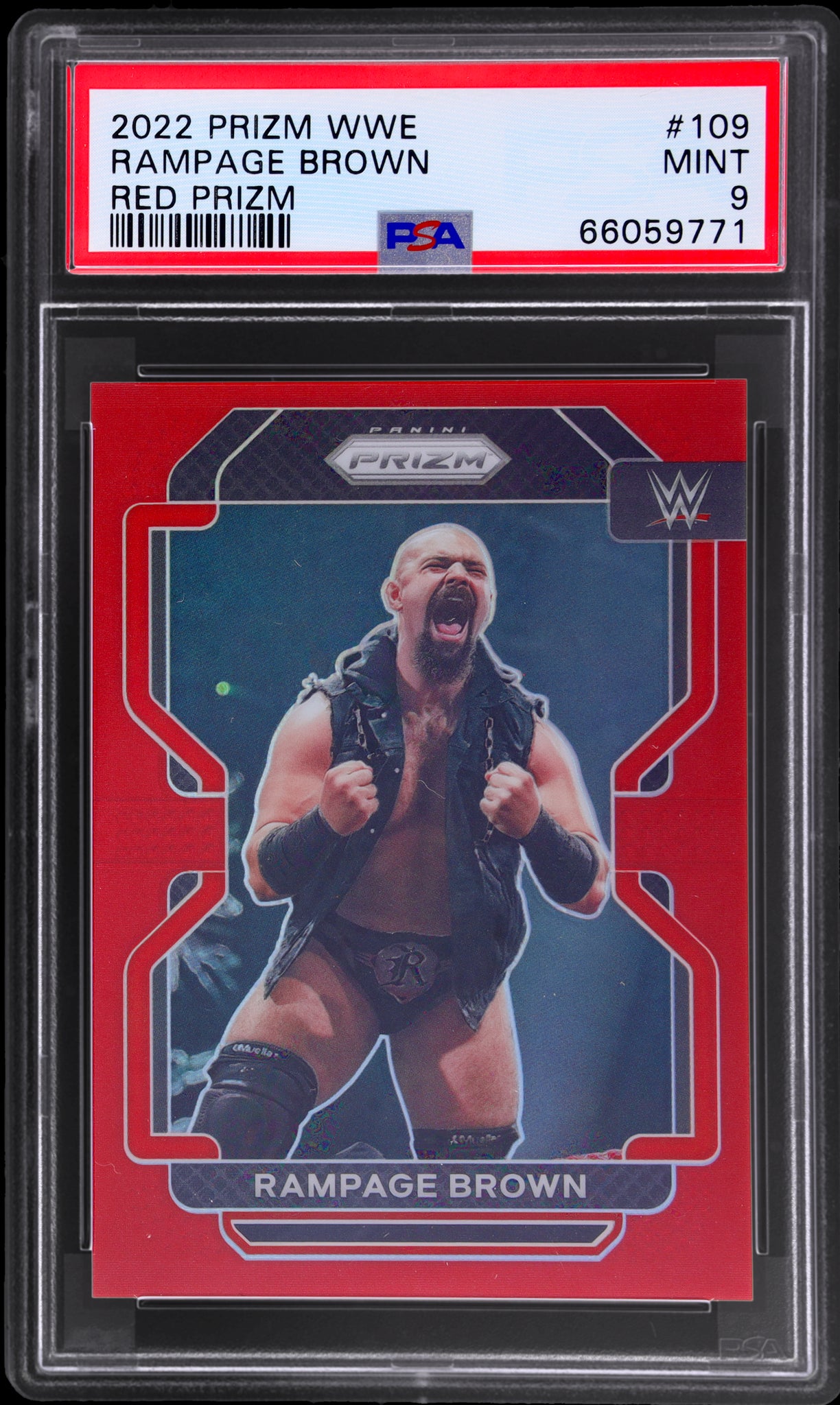 2022 Panini Prizm WWE Red Prizm Rampage Brown #109 /299 PSA 9