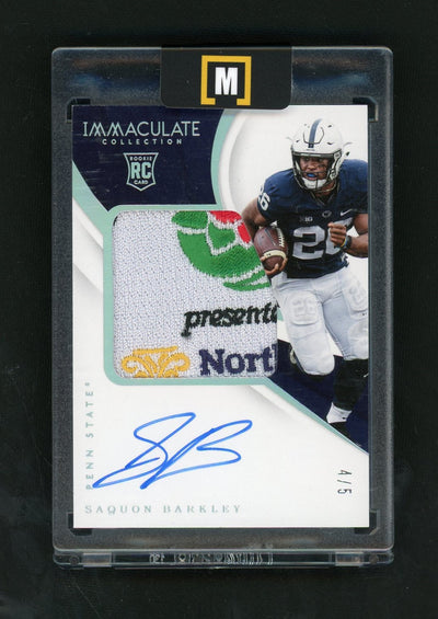 2018 Panini Immaculate Collection #106 Saquon Barkley  Rookie /5 Patch Auto