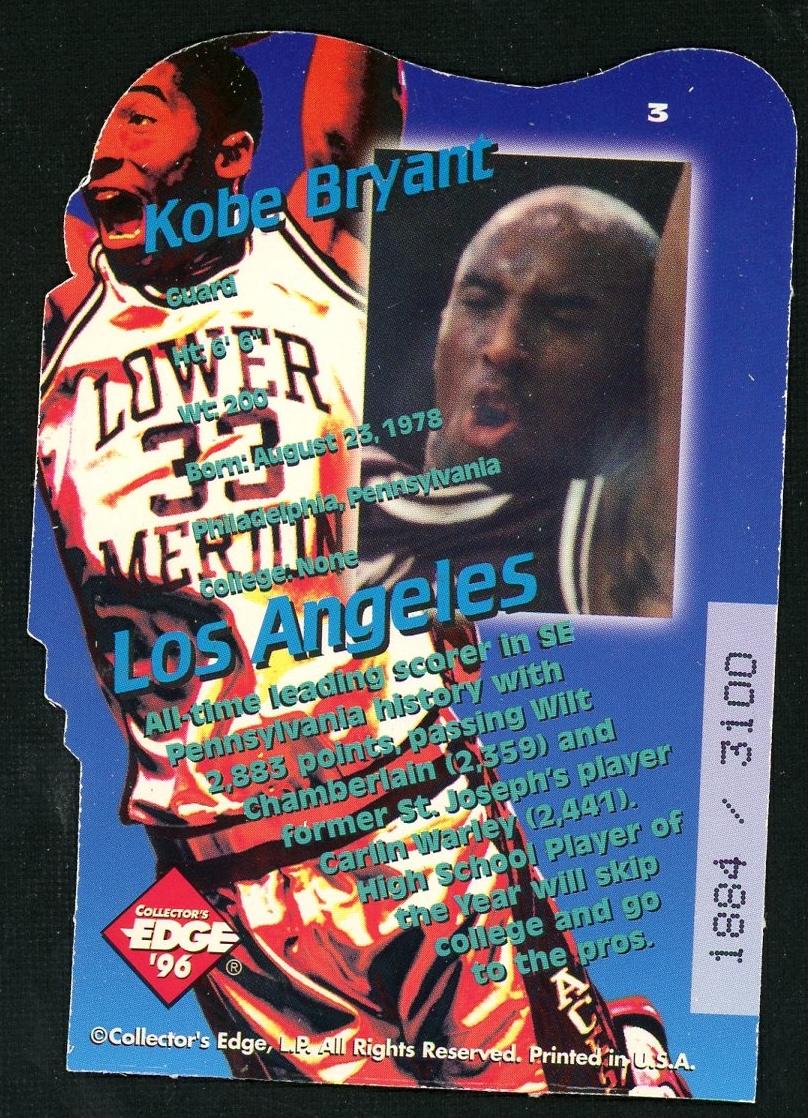 1996 Collector's Edge 3 Kobe Bryant Key Kraze Rookie /3100