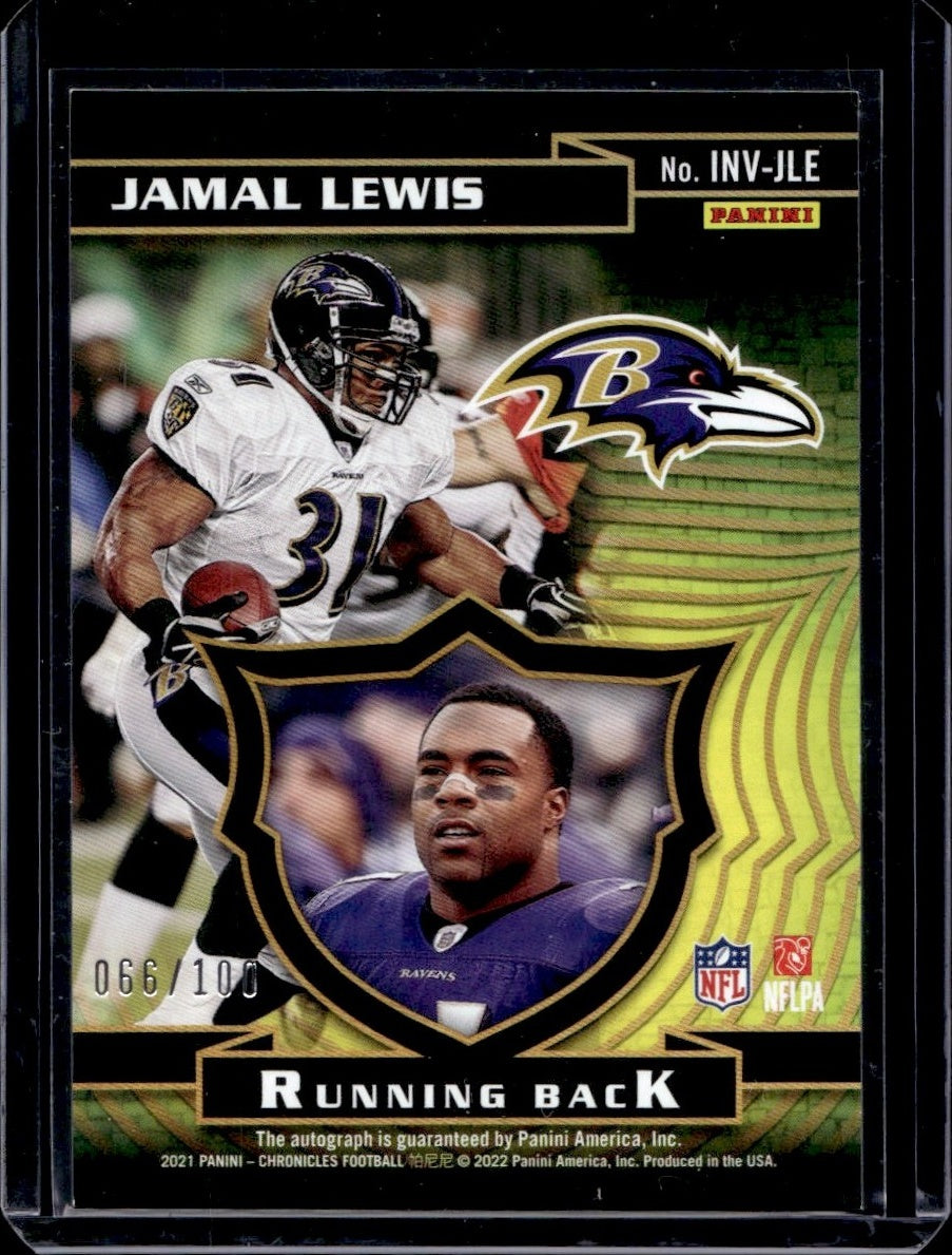 2021 Panini Chronicles #INV-JLE Jamal Lewis Invincible Autographs /100 